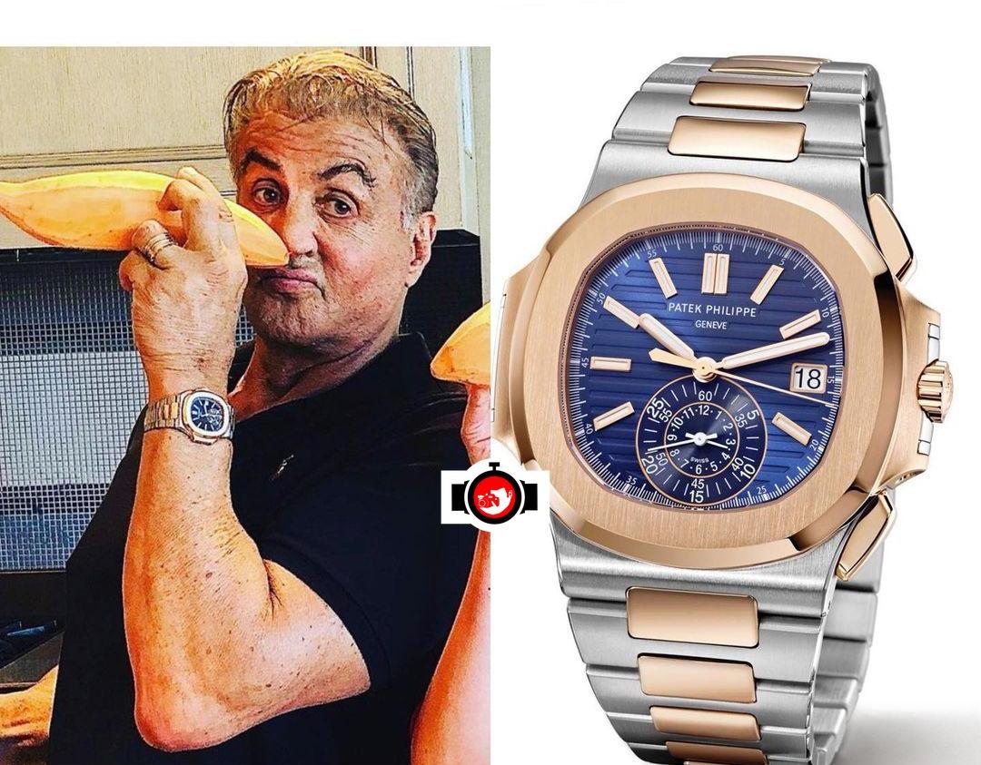 Discovering Sylvester Stallone's Impressive Watch Collection: Steel and Rose Gold Patek Philippe Nautilus With a Blue Dial