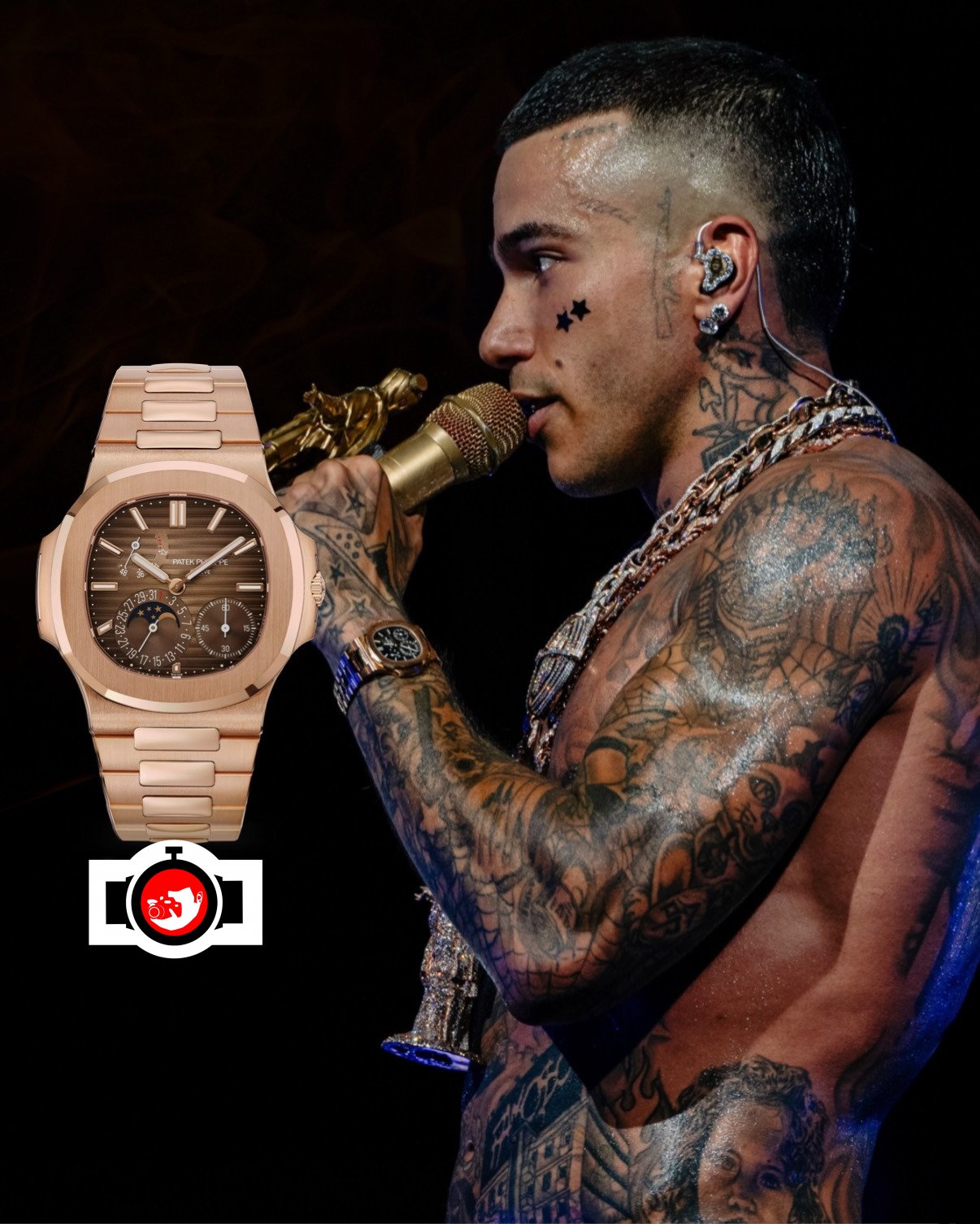 rapper Sfera Ebbasta spotted wearing a Patek Philippe 5712/1R-001