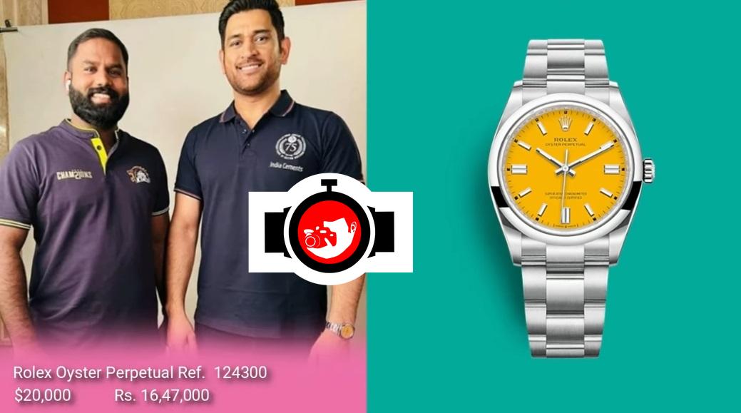 cricketer MS Dhoni spotted wearing a Rolex 124300