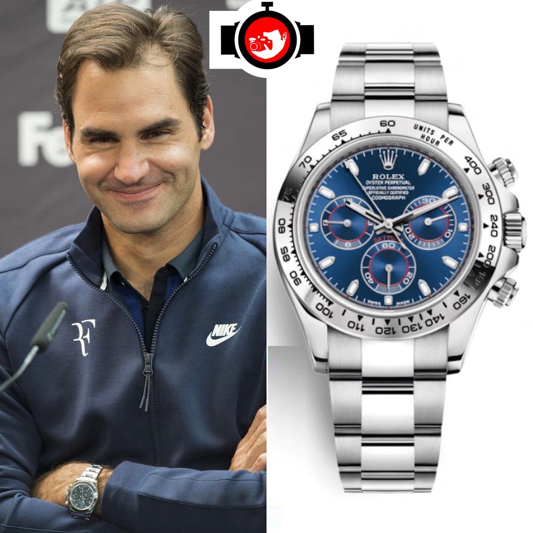 tennis player Roger Federer spotted wearing a Rolex 