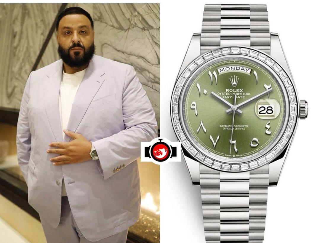 musician DJ Khaled spotted wearing a Rolex 228396tbr