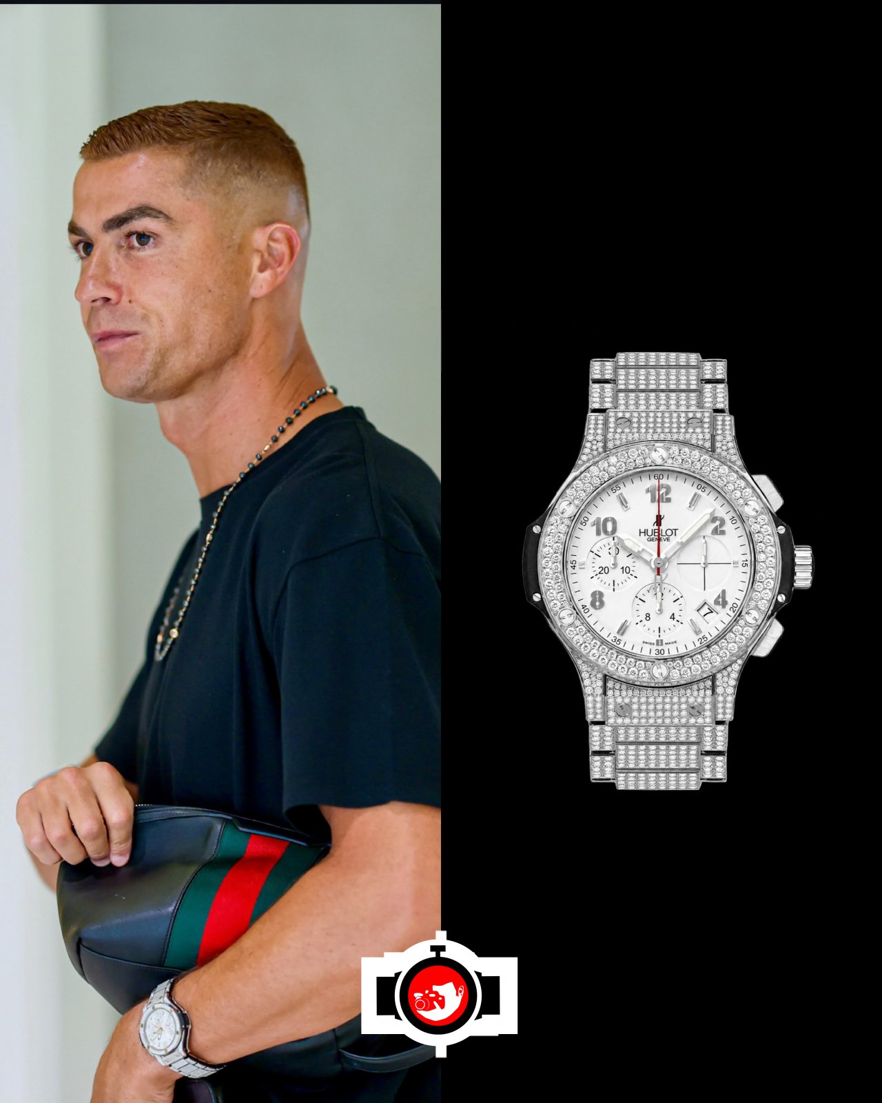 footballer Cristiano Ronaldo spotted wearing a Hublot 301.SE.230.RW.174