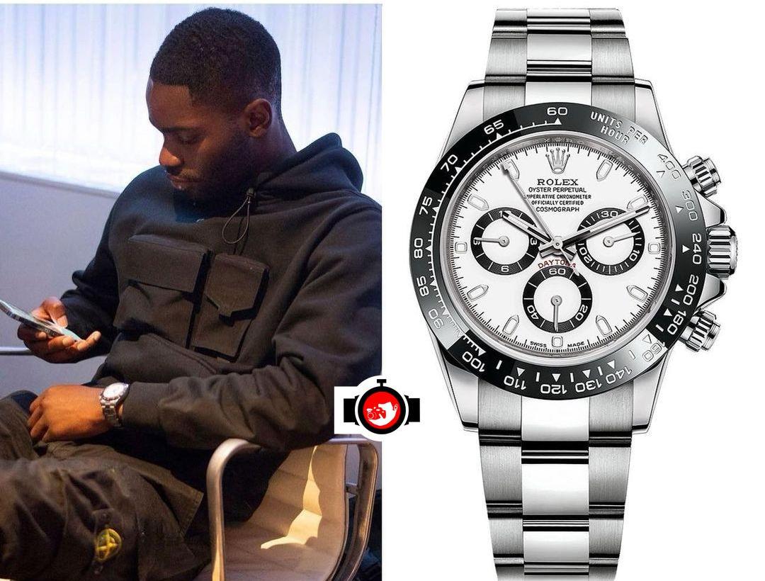 rapper Dave spotted wearing a Rolex 116500