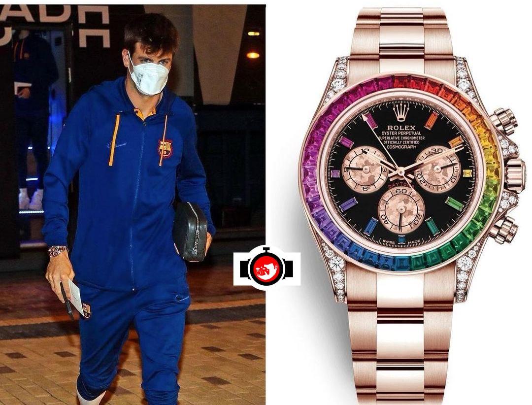 footballer Gerard Pique spotted wearing a Rolex 116595RBOW