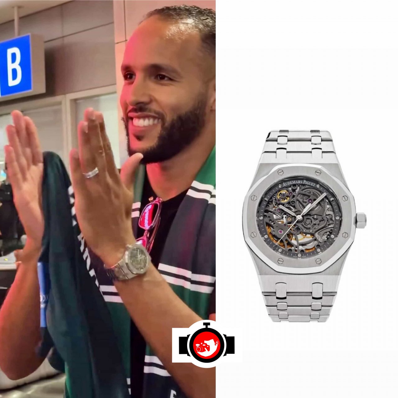 Youssef El Arabi Arrives in Athens Wearing Audemars Piguet Royal Oak Skeleton