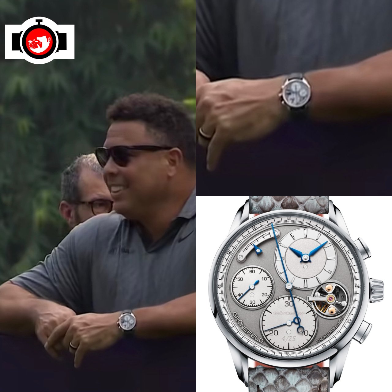 footballer Ronaldo Lima spotted wearing a Grönefeld 1941 Grönograaf