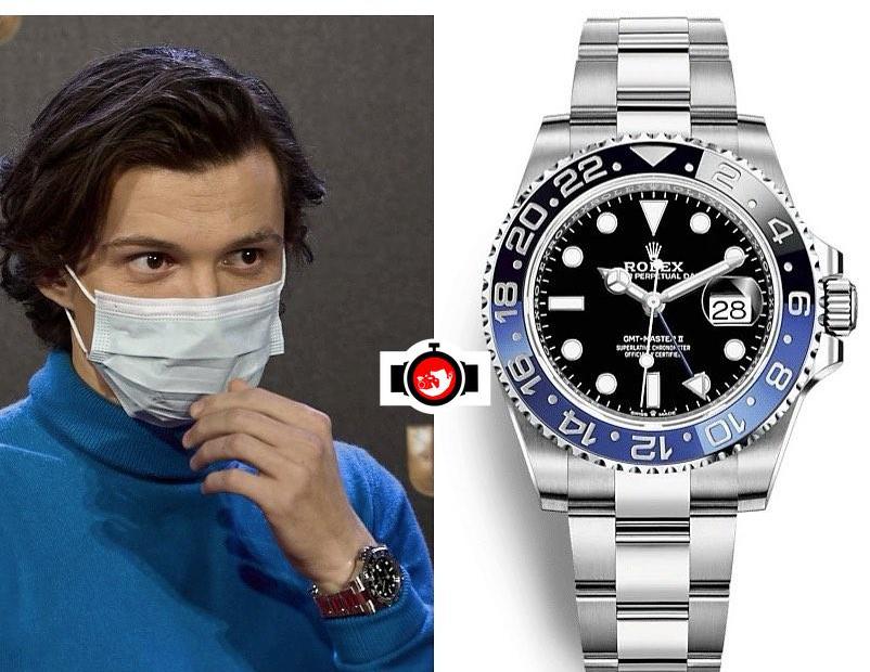 actor Tom Holland spotted wearing a Rolex 126710BLNR