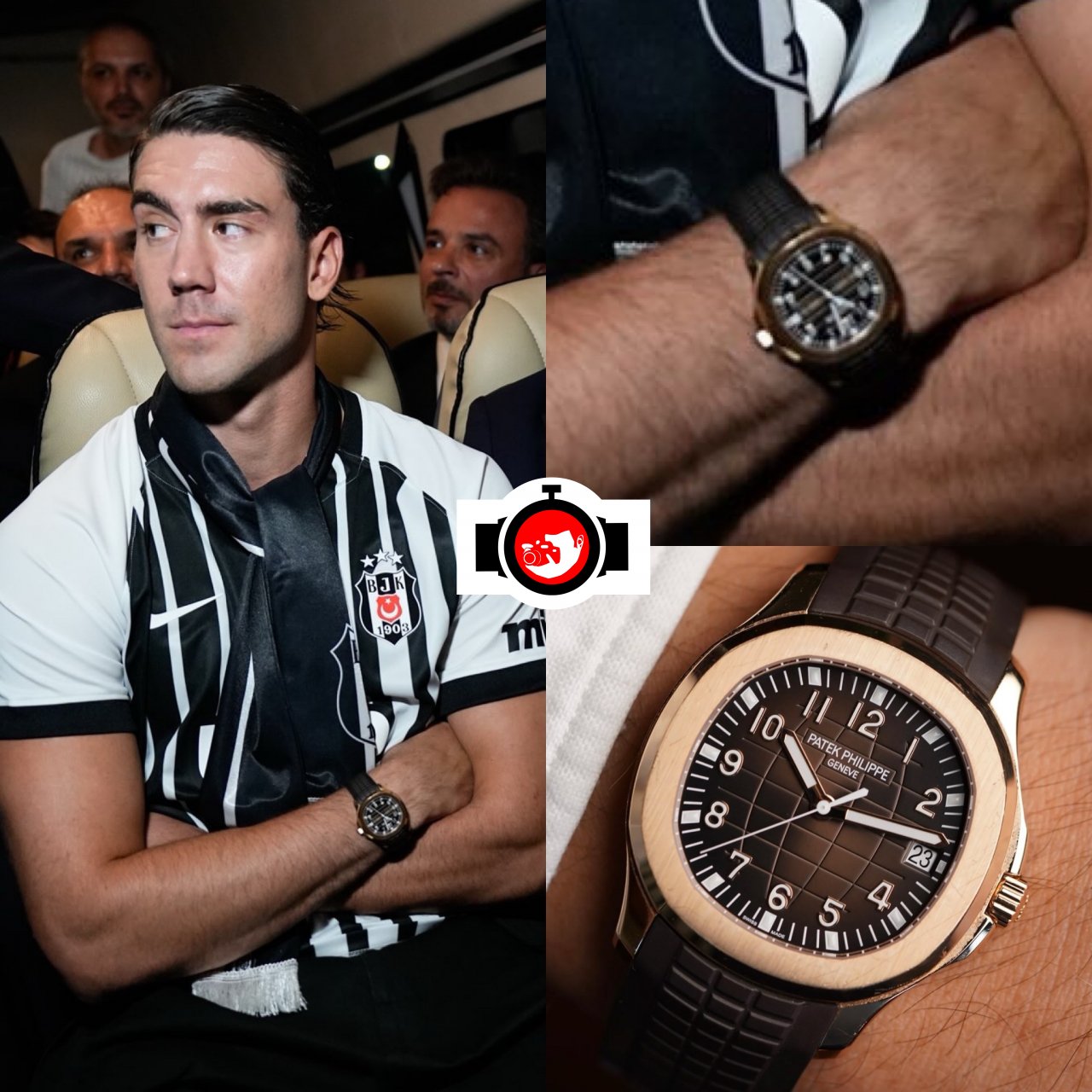 footballer Dušan Vlahović spotted wearing a Patek Philippe 5167R-001