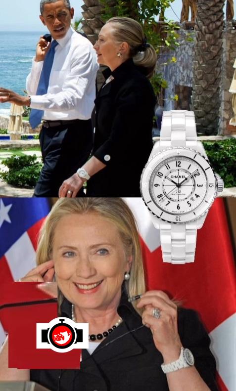 politician Hillary Clinton spotted wearing a Chanel J12