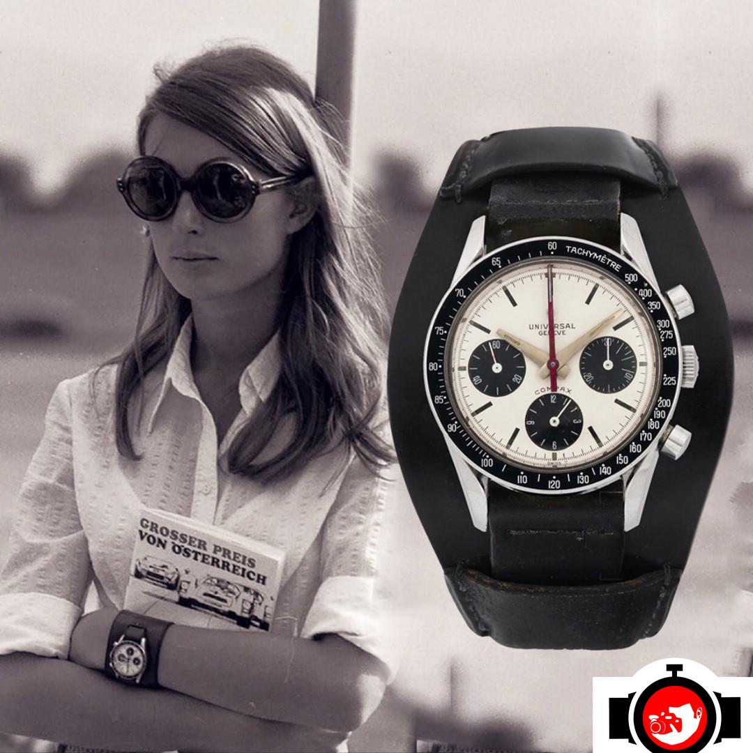 model Nina Rindt spotted wearing a Universal Geneve 885103/2