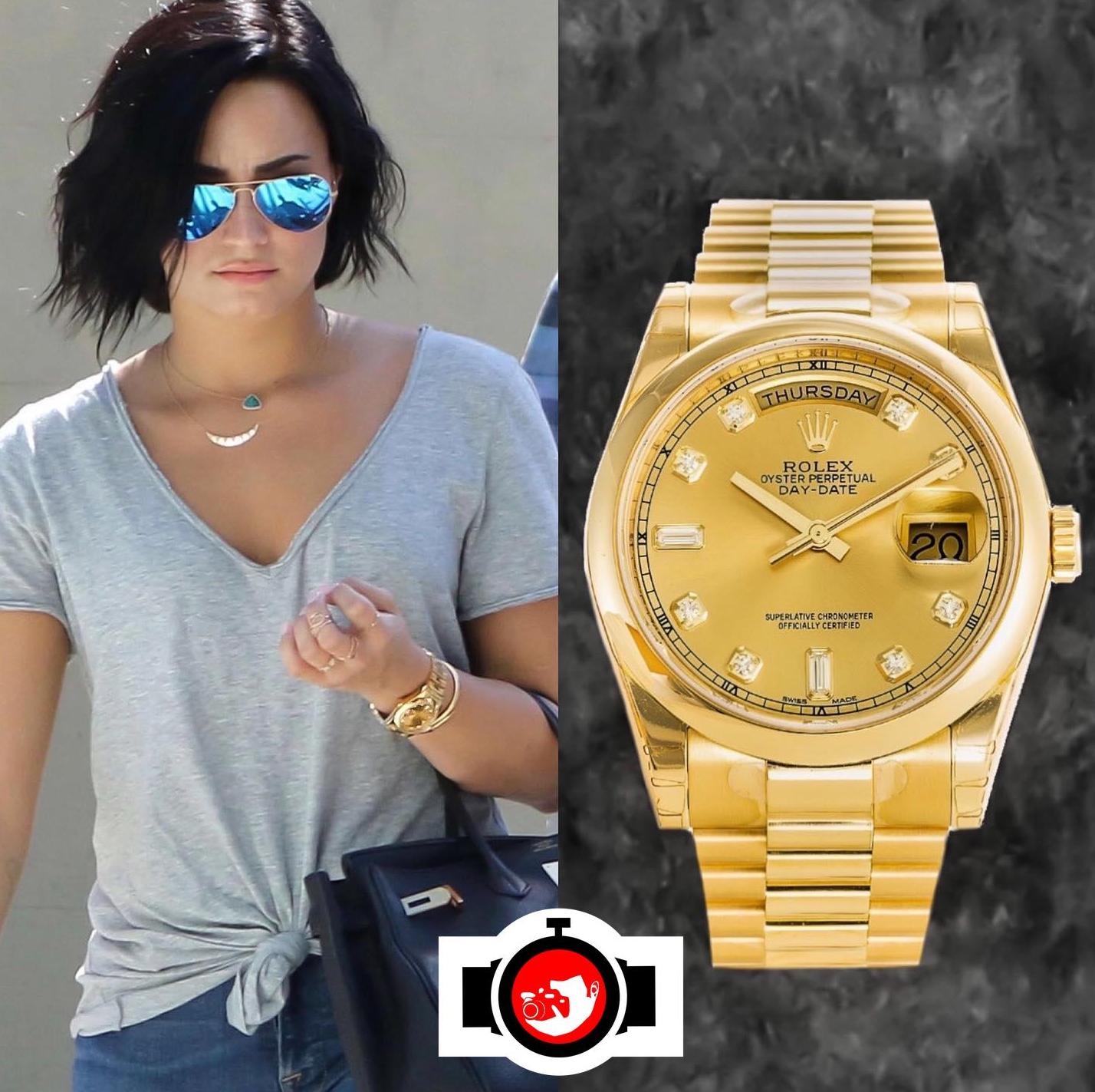 singer Demi Lovato spotted wearing a Rolex 118208