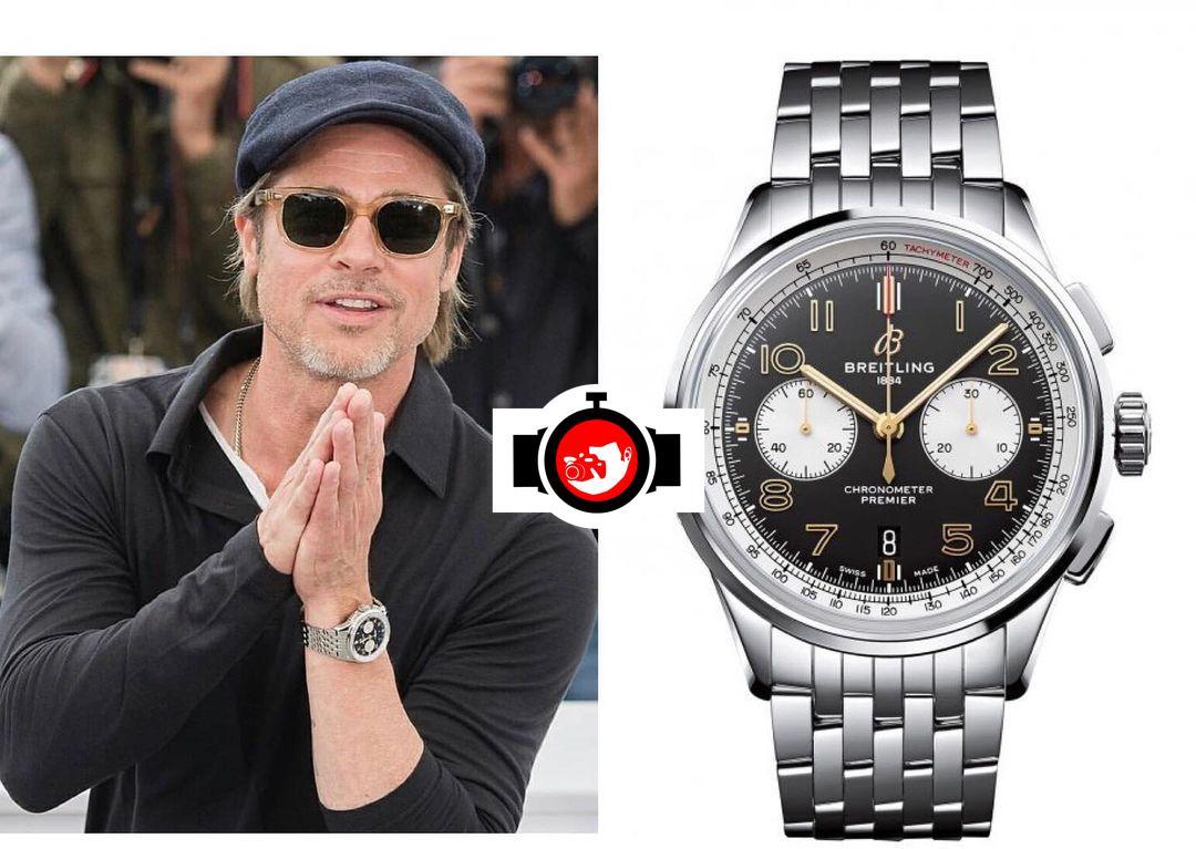 actor Brad Pitt spotted wearing a Breitling AB0118A21B1A1