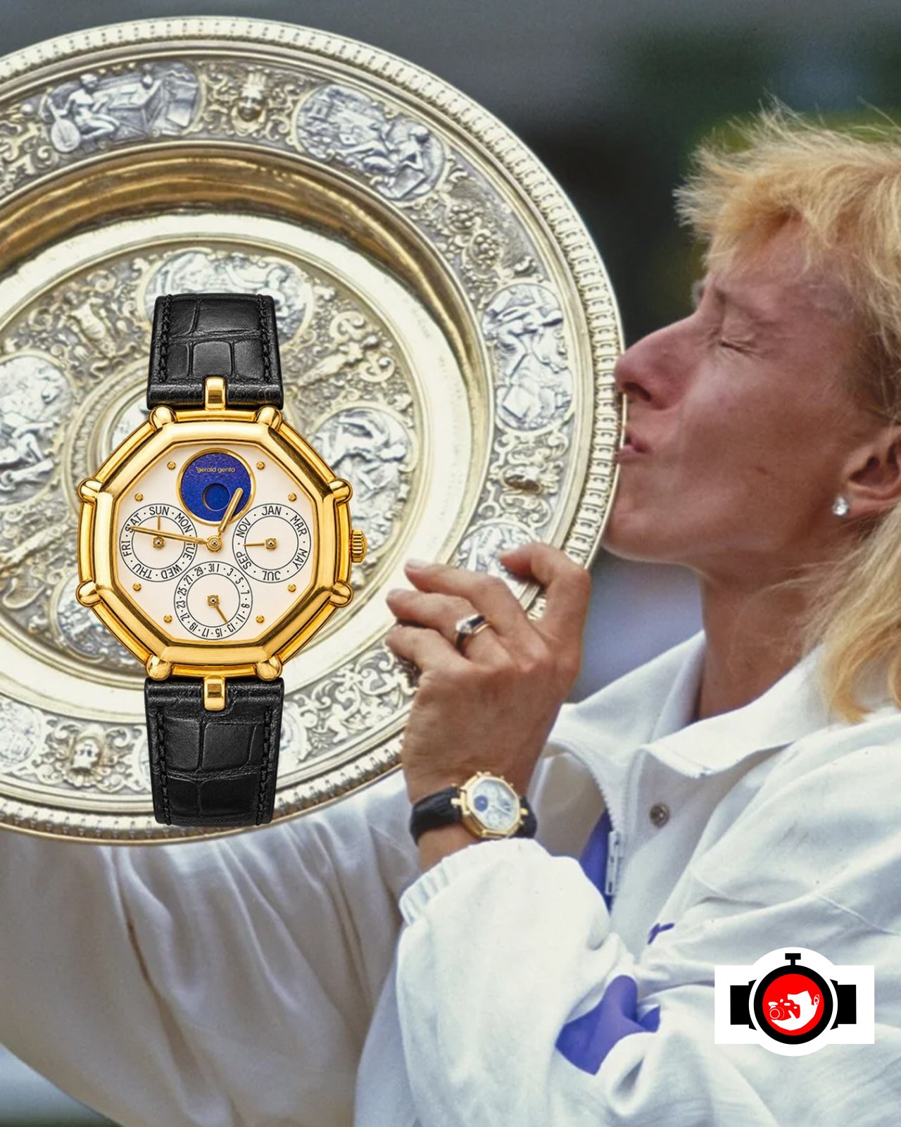 tennis player Martina Navratilova spotted wearing a Gerald Genta G.2599.4
