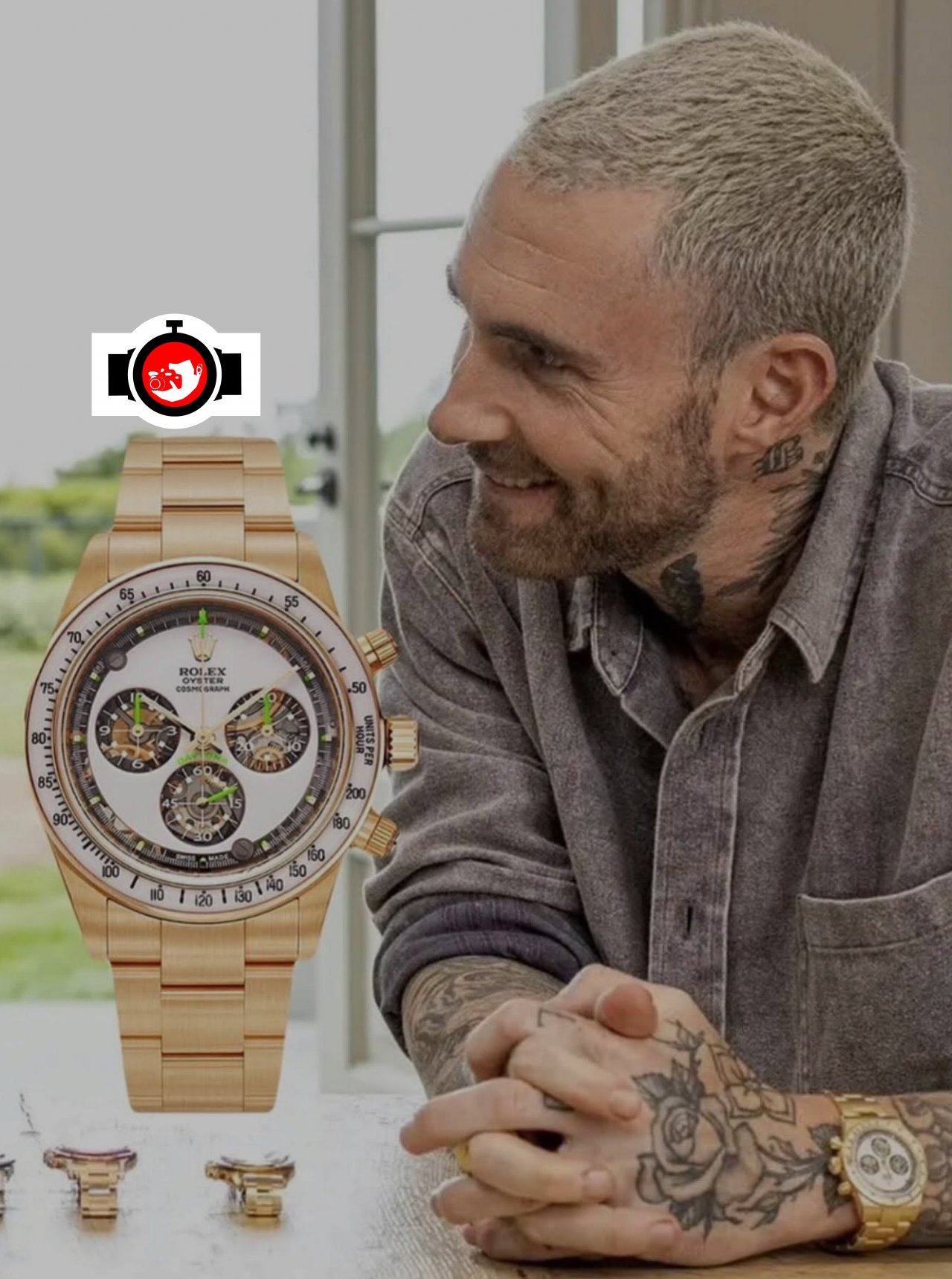 musician Adam Levine spotted wearing a Rolex 116508