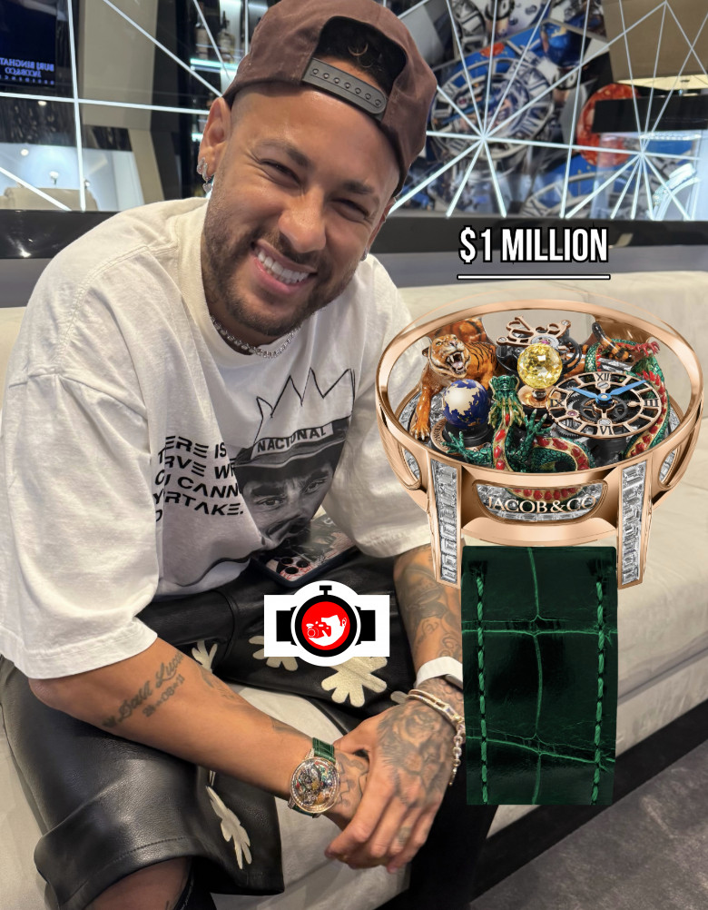 footballer Neymar Jr spotted wearing a Jacob & Co. Astronomia Tourbillon Green Dragon & Tiger