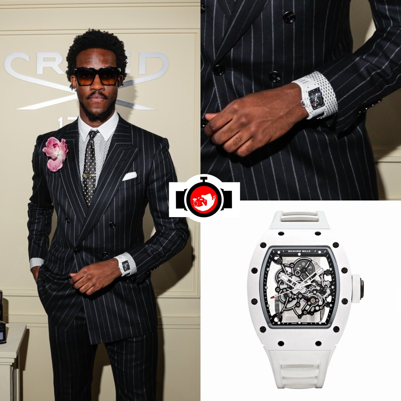 Wisdom Kaye Spotted Wearing Richard Mille RM 055 in White Ceramic