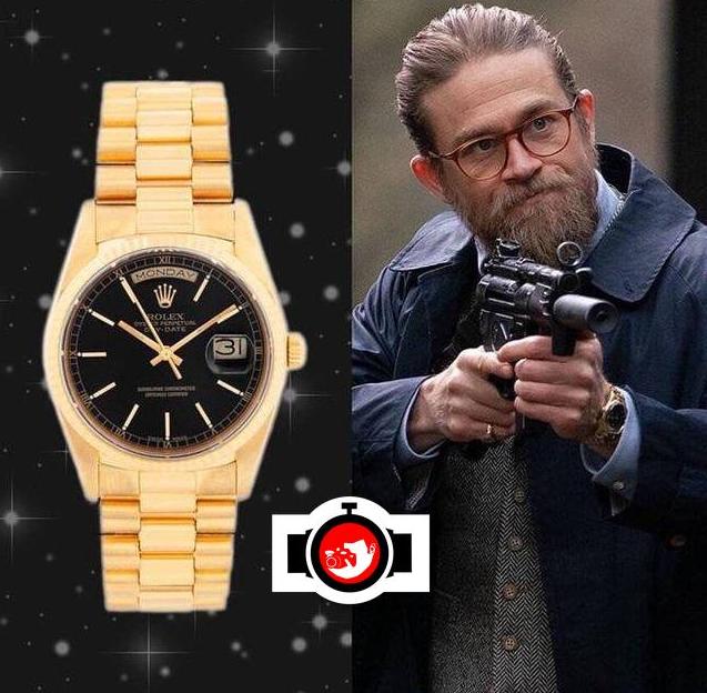 actor Charlie Hunnam spotted wearing a Rolex 18238