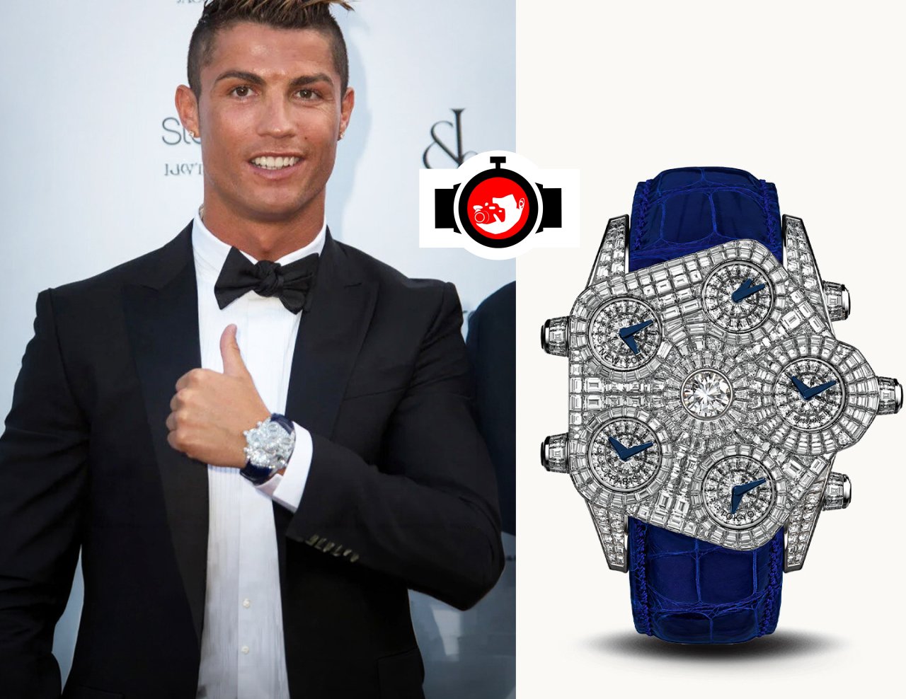 footballer Cristiano Ronaldo spotted wearing a Jacob & Co. 330.800.30.BD.BD.1BD