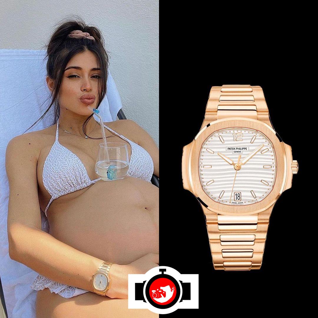 model Angelina Lacour spotted wearing a Patek Philippe 7118/1R