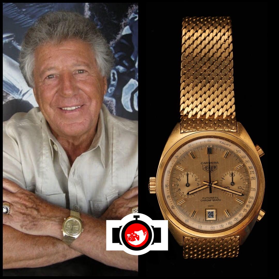 pilot Mario Andretti spotted wearing a Tag Heuer 1158CH
