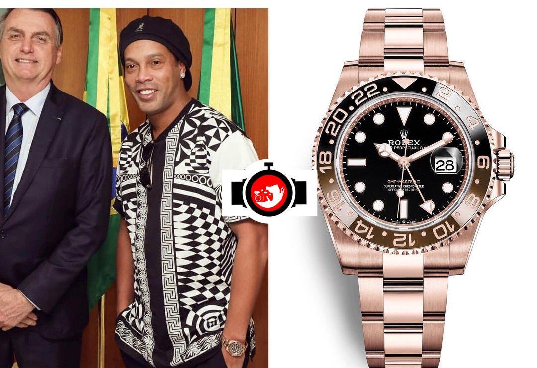 footballer Ronaldinho spotted wearing a Rolex 126715CHNR