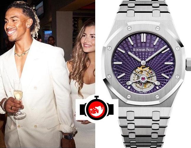 Francisco Lindor's Stylish Watch Collection: The Stainless Steel Audemars Piguet Extra-Thin Royal Oak Tourbillon With a Purple Tapisserie Dial