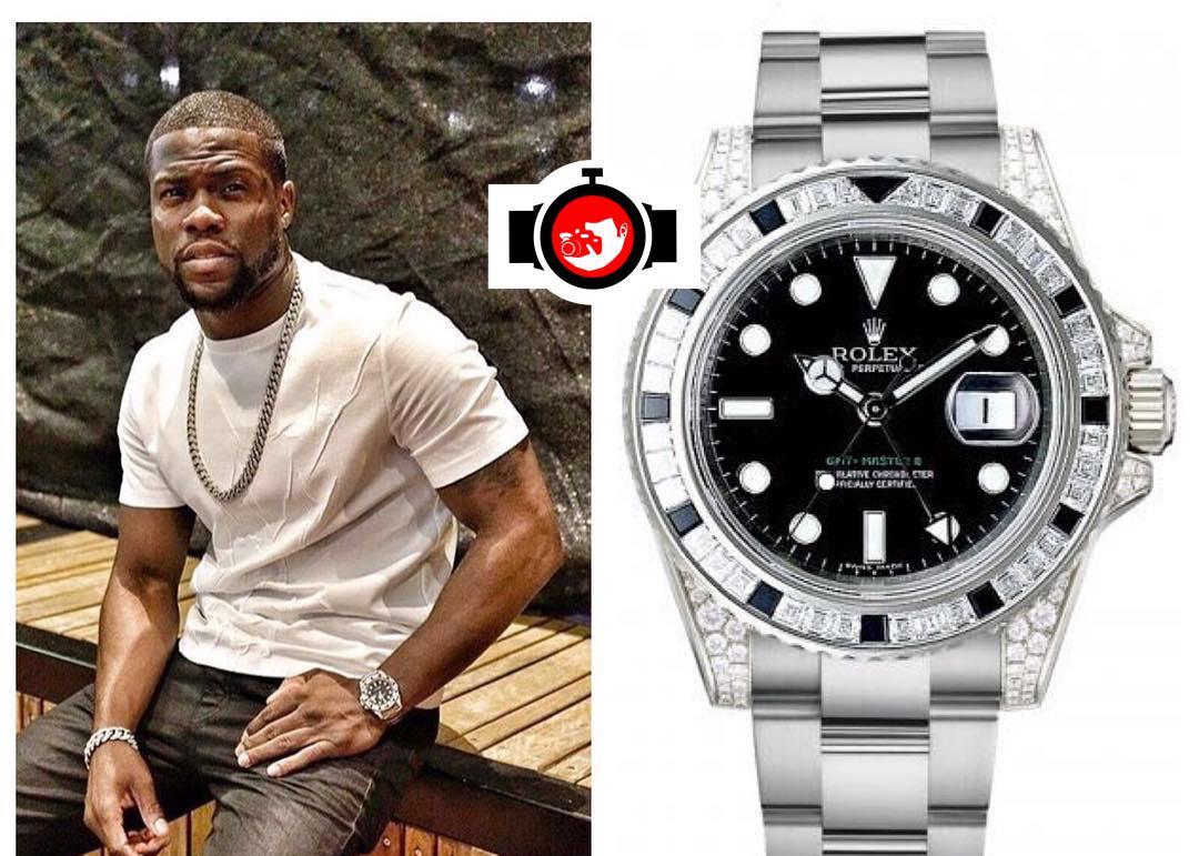 comedian Kevin Hart spotted wearing a Rolex 116759SANR
