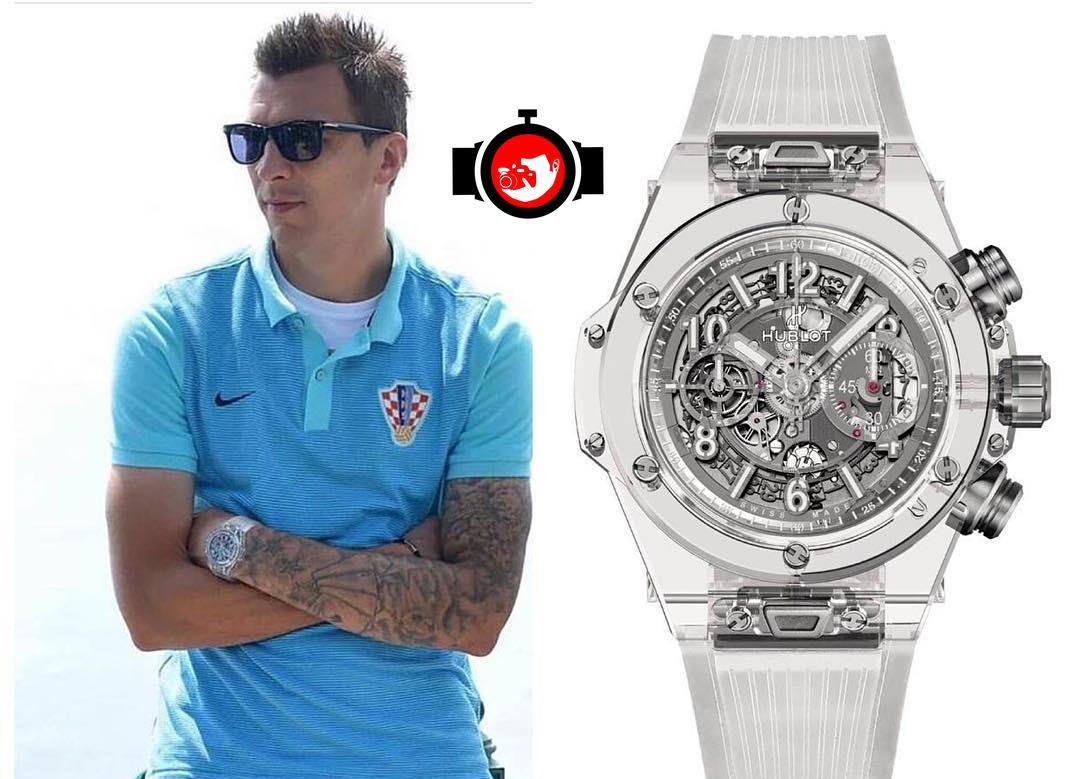 footballer Mario Mandzukic spotted wearing a Hublot 411.JX.4802.RT