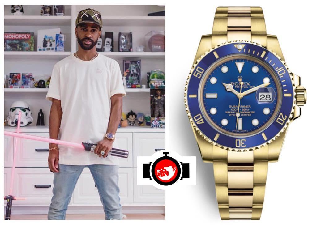 rapper Big Sean spotted wearing a Rolex 116618LB