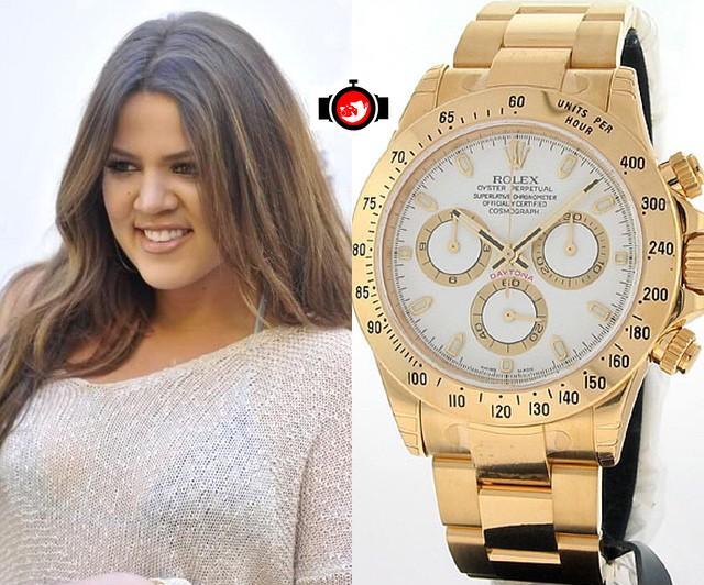 model Khloe Kardashian spotted wearing a Rolex 