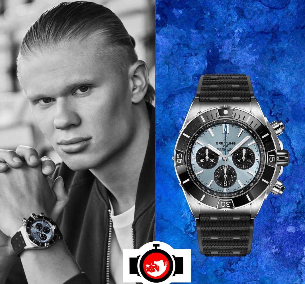footballer Erling Haaland spotted wearing a Breitling PB0136251C1S1