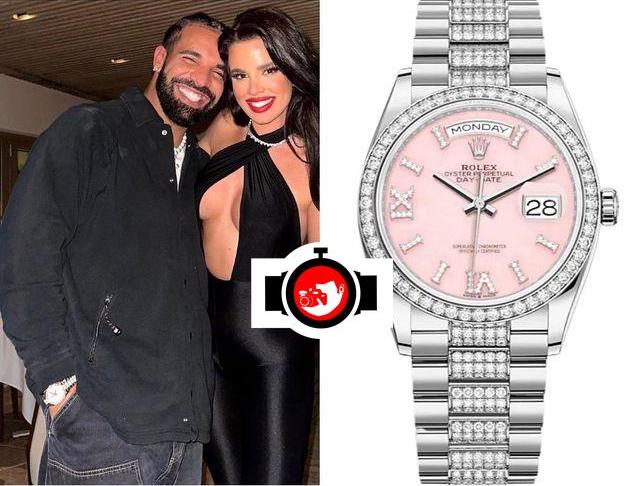 rapper Drake spotted wearing a Rolex 128349RBR