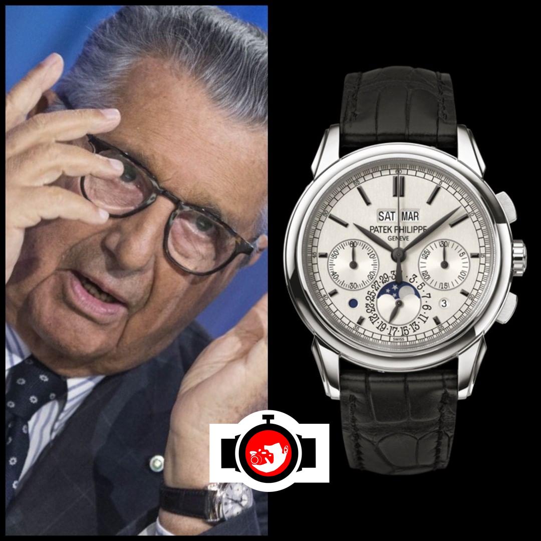 business man Carlo De Benedetti spotted wearing a Patek Philippe 5270G