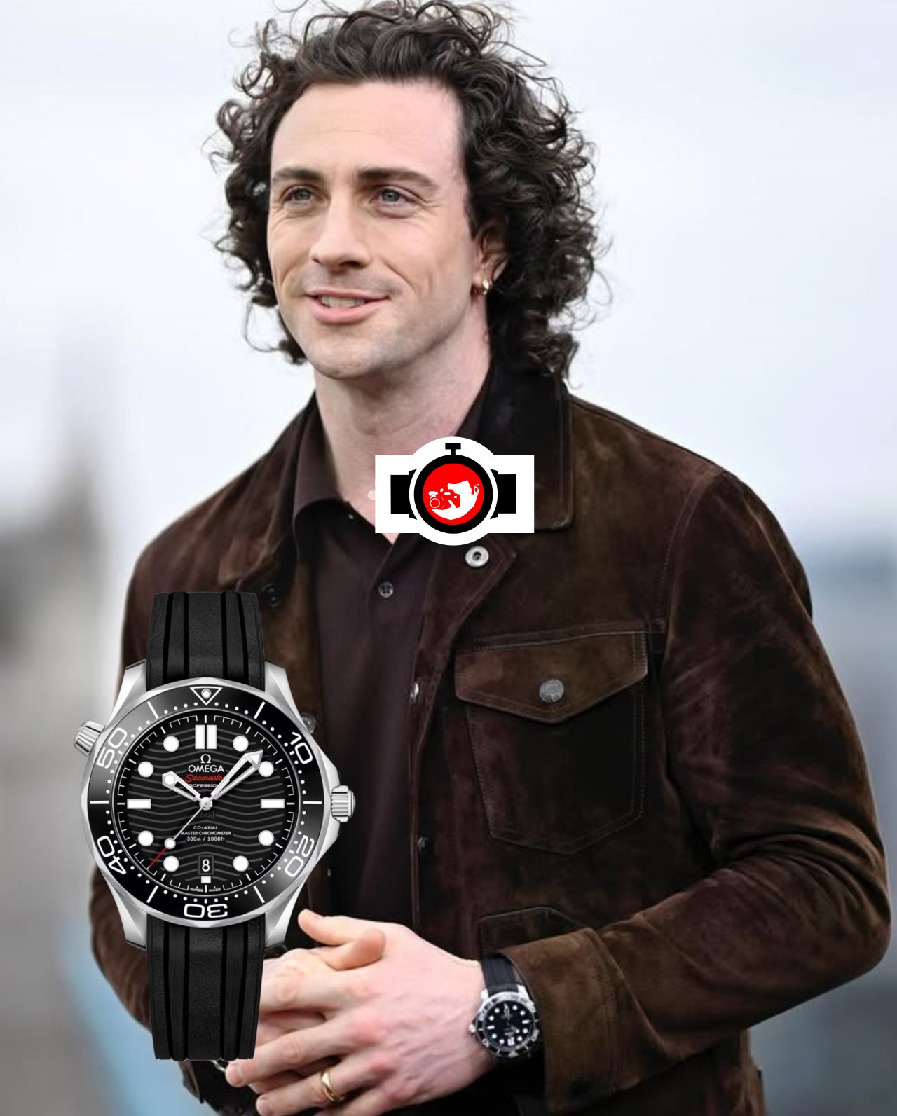 actor Aaron Taylor-Johnson spotted wearing a Omega 210.30.42.20.01.001
