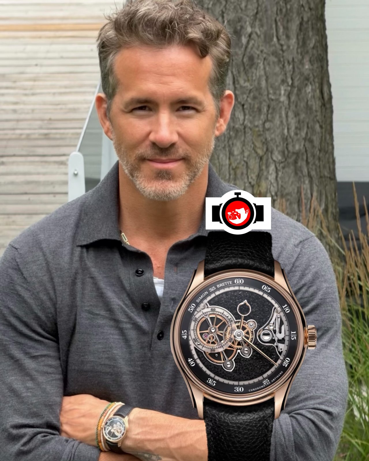 actor Ryan Reynolds spotted wearing a Simon Brette Chronomètre Artisans