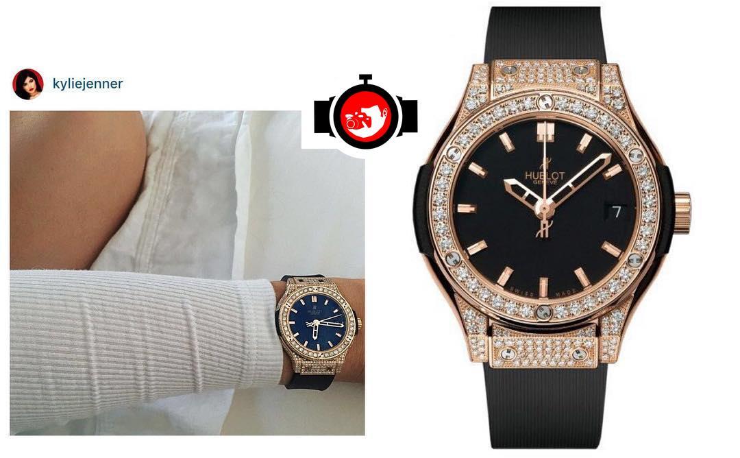 actor Kylie Jenner spotted wearing a Hublot 581.OX.1180.RX.1704