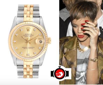 singer Rihanna spotted wearing a Rolex 