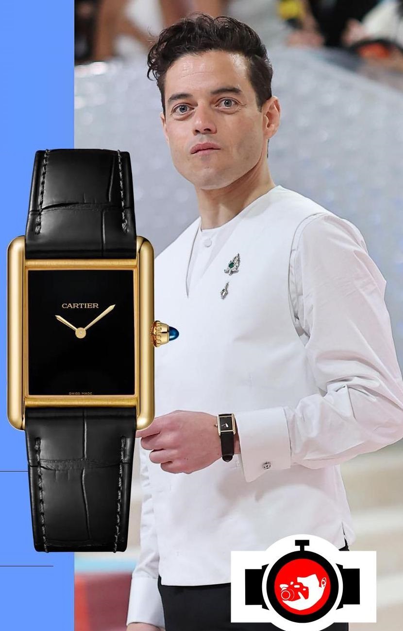 actor Rami Malek spotted wearing a Cartier MGTA0091