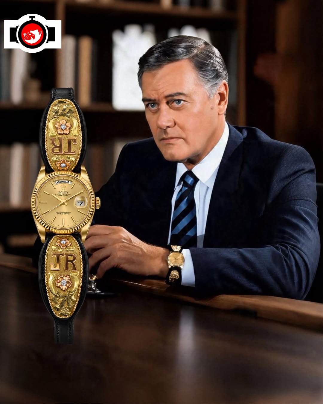 actor Larry Hagman spotted wearing a Rolex 1803