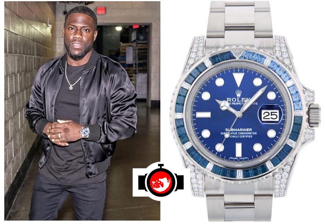 Discover Kevin Hart's Impressive Watch Collection: 18KT White Gold Rolex Submariner with a Blue Dial and a Diamond Bezel