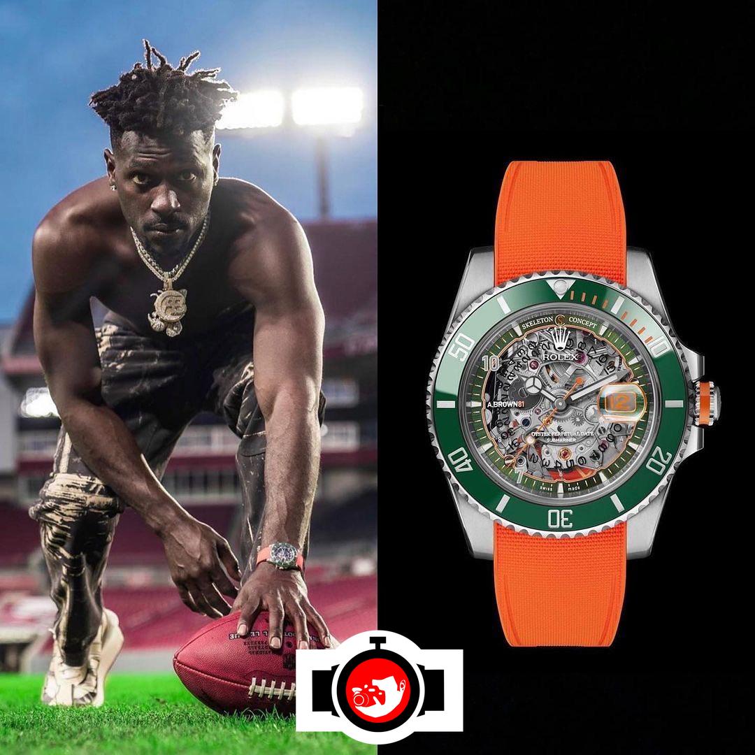american football player Antonio Brown spotted wearing a Rolex 116610LV
