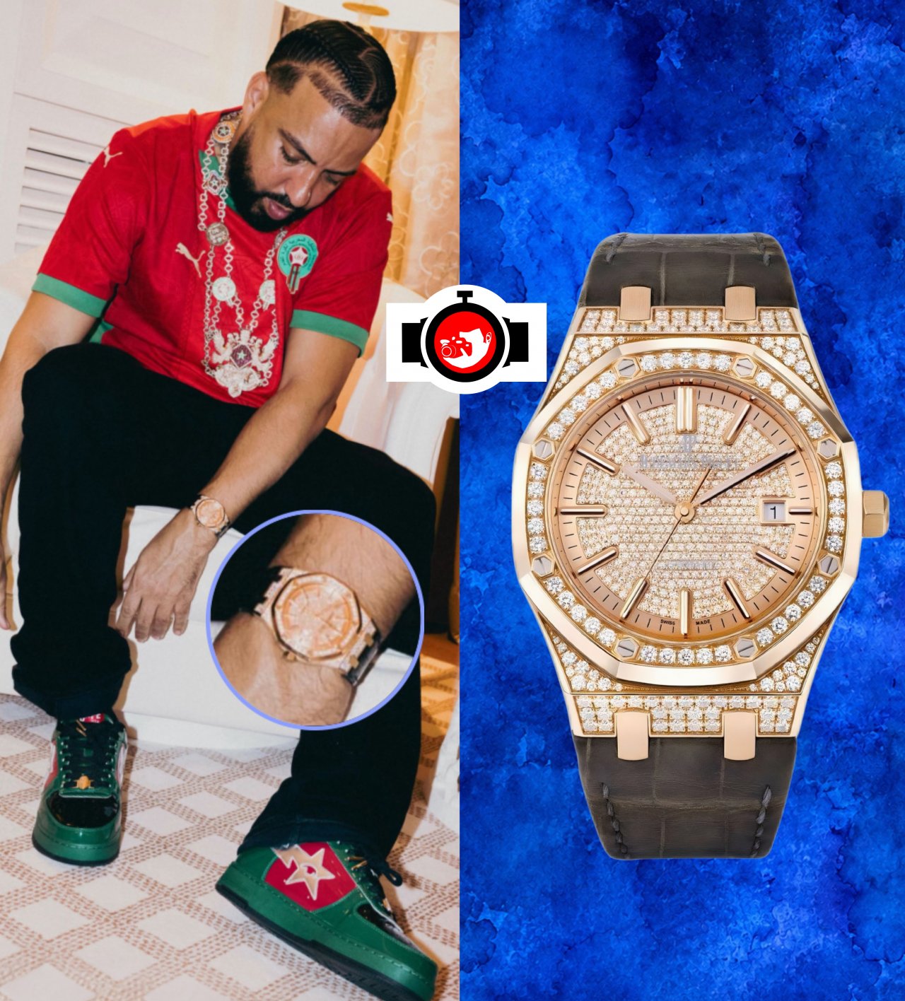 rapper French Montana spotted wearing a Audemars Piguet 15402OR.ZZ.D003CR.01
