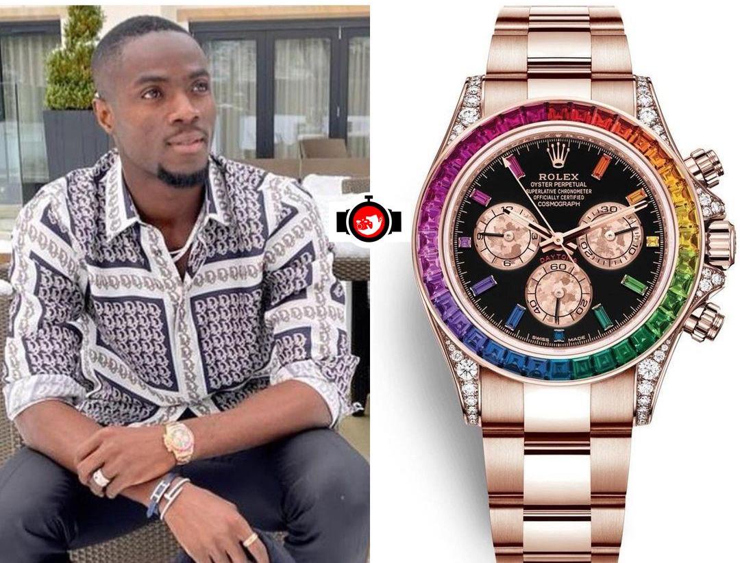 footballer Eric Bailly spotted wearing a Rolex 116595RBOW