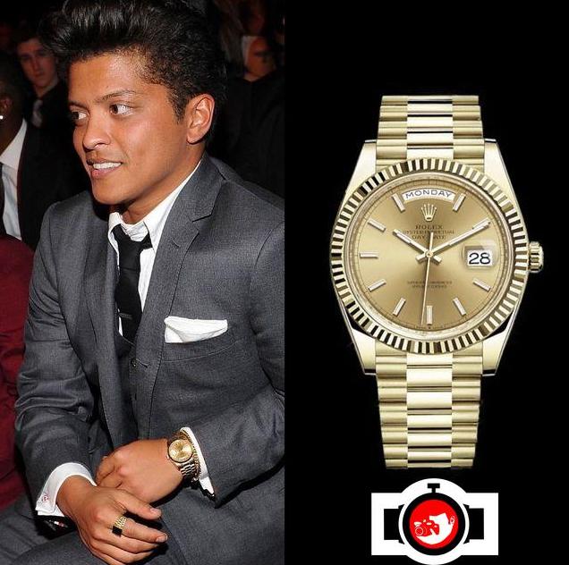 singer Bruno Mars spotted wearing a Rolex 