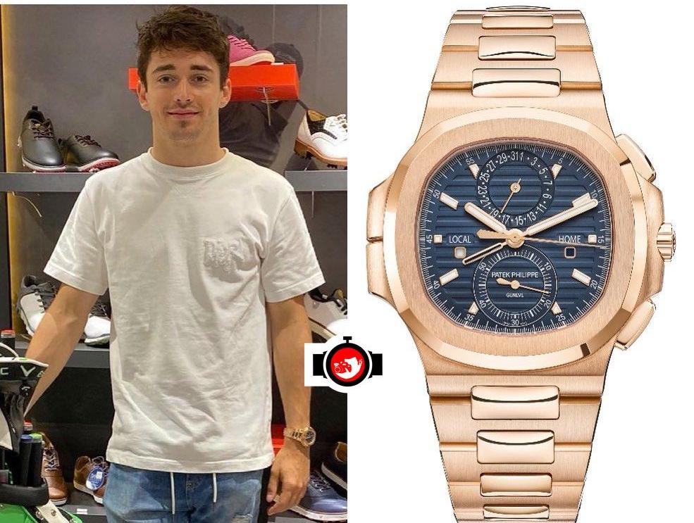 The Exquisite Watch Collection of Charles Leclerc: A Closer Look at his 18K Rose Gold Patek Philippe Nautilus Travel Time With a Blue Dial