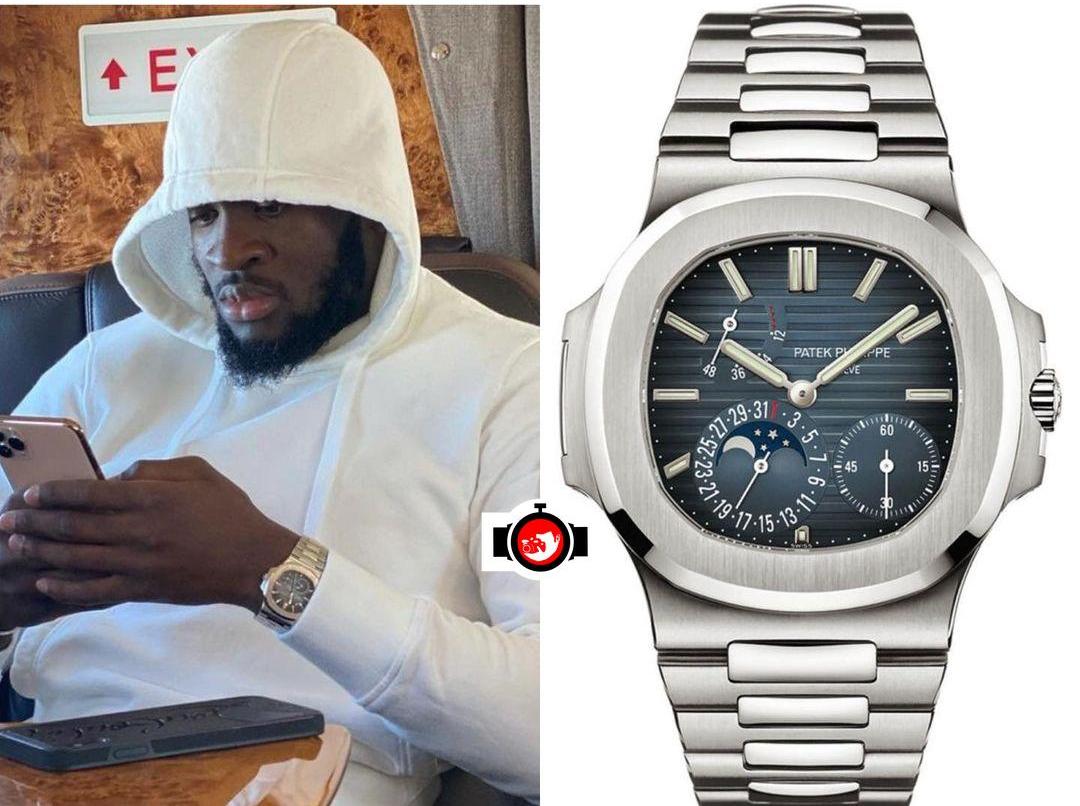 footballer Tanguy Ndombele spotted wearing a Patek Philippe 5712/1A