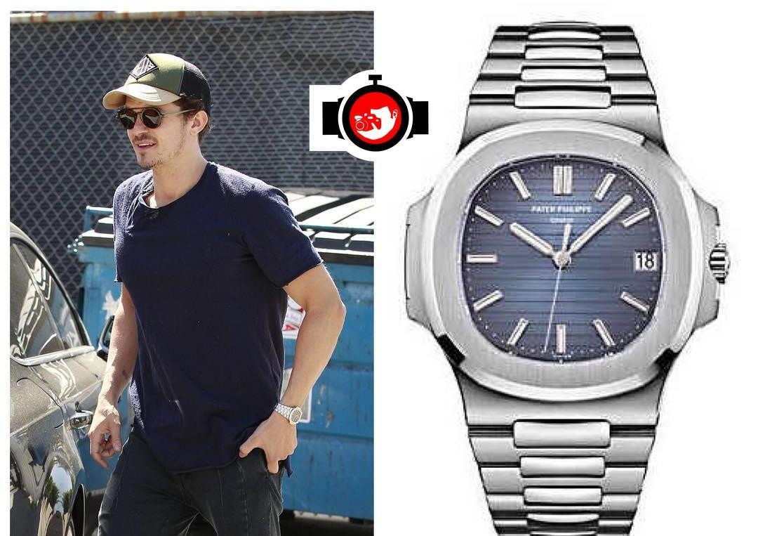actor Orlando Bloom spotted wearing a Patek Philippe 5711/1A-010