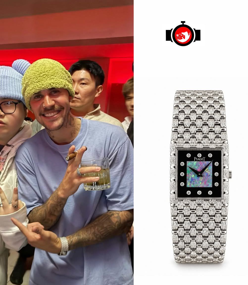 singer Justin Bieber spotted wearing a Piaget 9131D