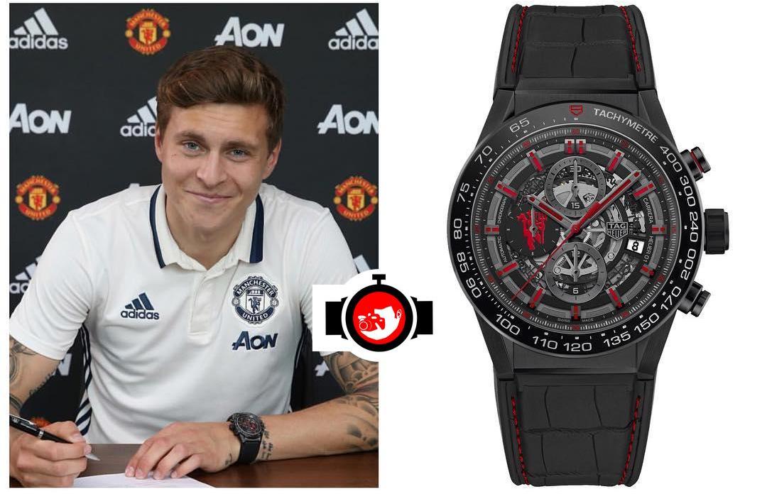 footballer Victor Lindelof spotted wearing a Tag Heuer CAR2A1J.FC6400