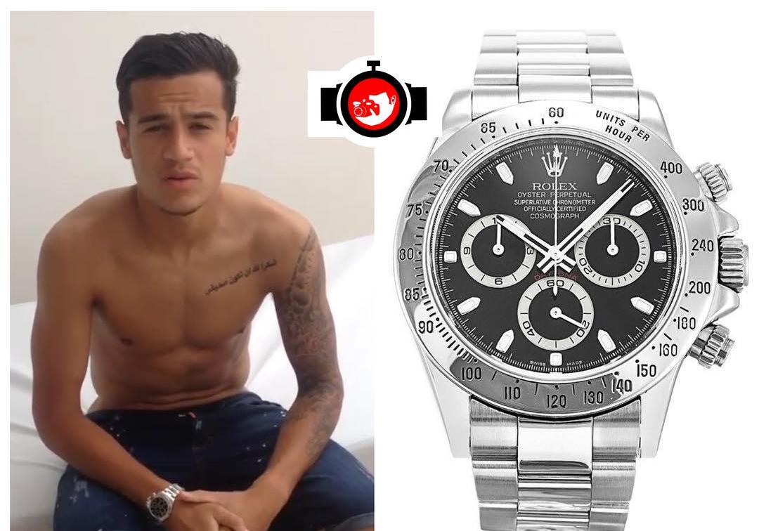 footballer Philippe Coutinho spotted wearing a Rolex 116520